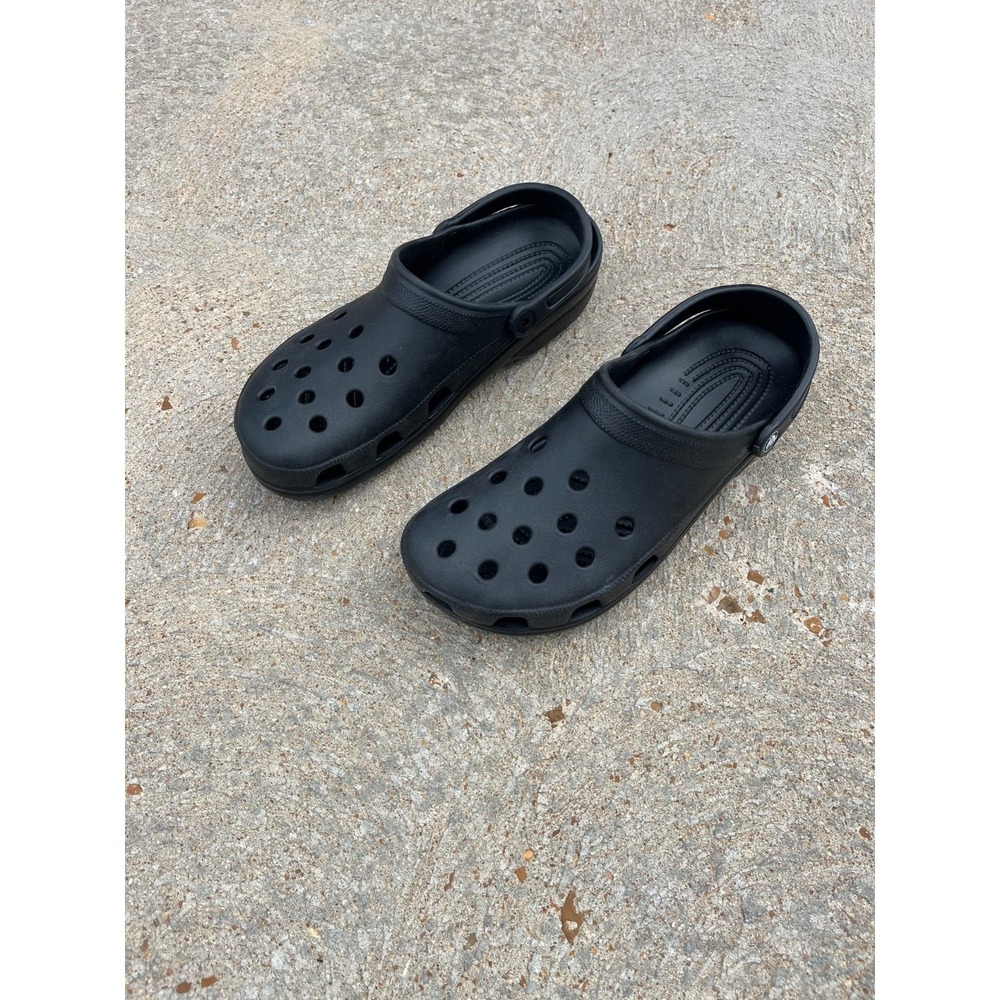 Crocs Classic Clogs Mens 13 Black Rubber Slip on Sandals Shoes Lightweight